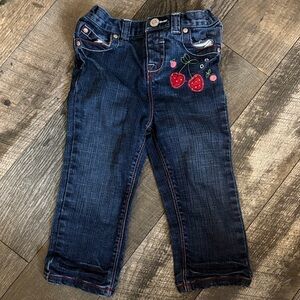 Embroidered Denim Kids Jeans with strawberry Joe fresh 18-24 months baby girl